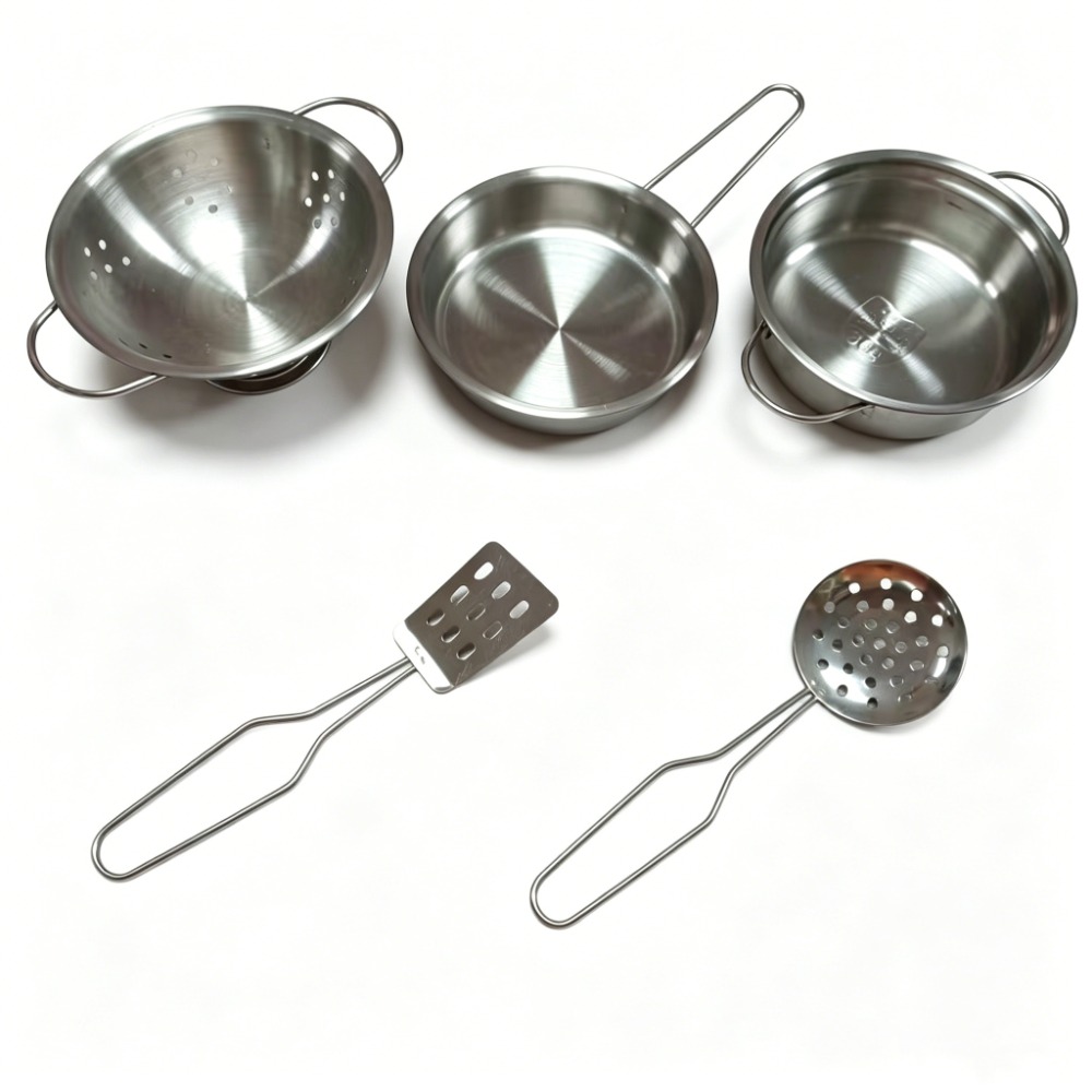 Kids Outdoor Kitchen Set - 5종 어린이용 스테인리스 스틸 조리기구 장난감,