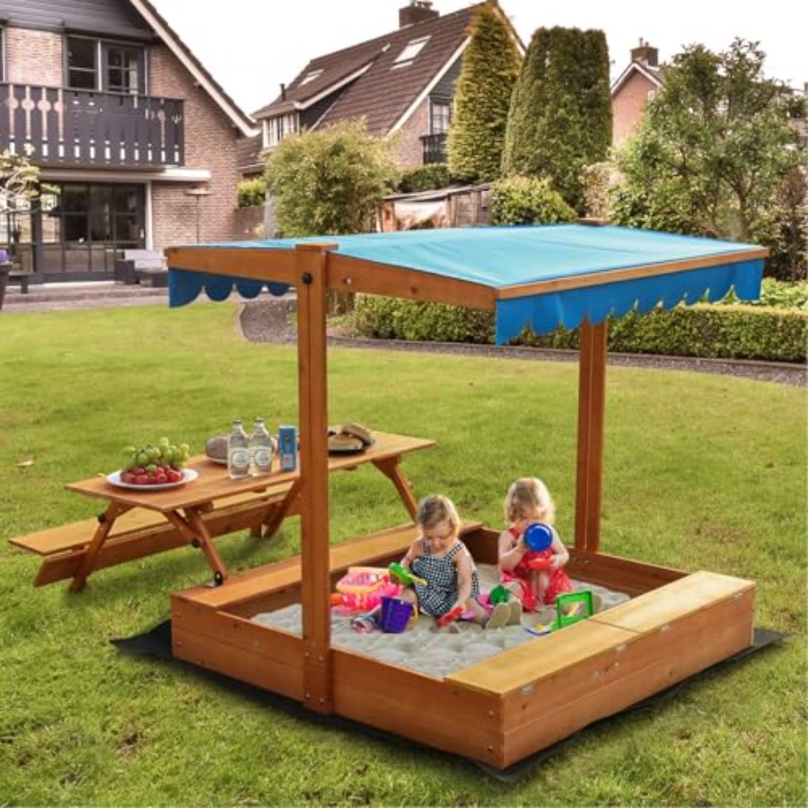Kids Outdoor Wooden Table - 뒷마당 야외용 어린이 나무 모래놀이터, 피크닉