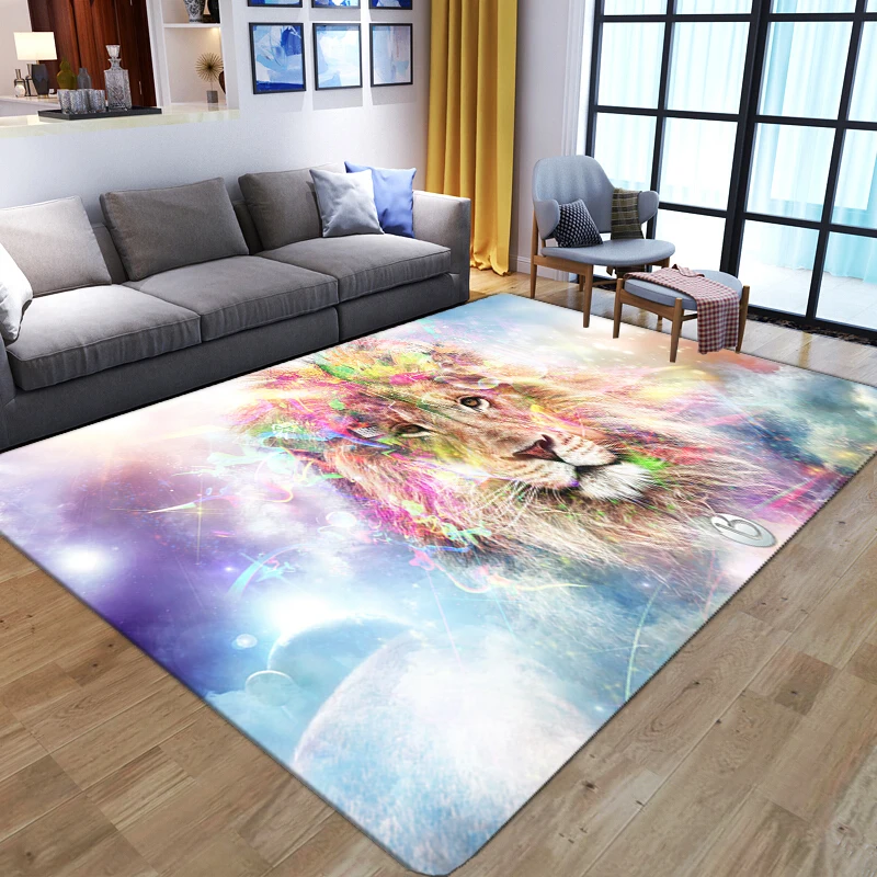 Kids Outdoor Floor Cushions - 만화 동물 사자 3D 카펫 거실