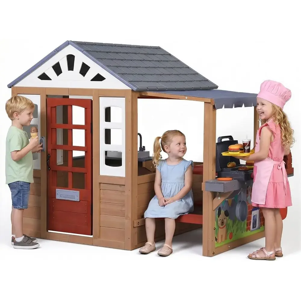 Kids Outdoor Wooden Playhouse - 어린이 야외용 나무 놀이집, CeWooden 플레이