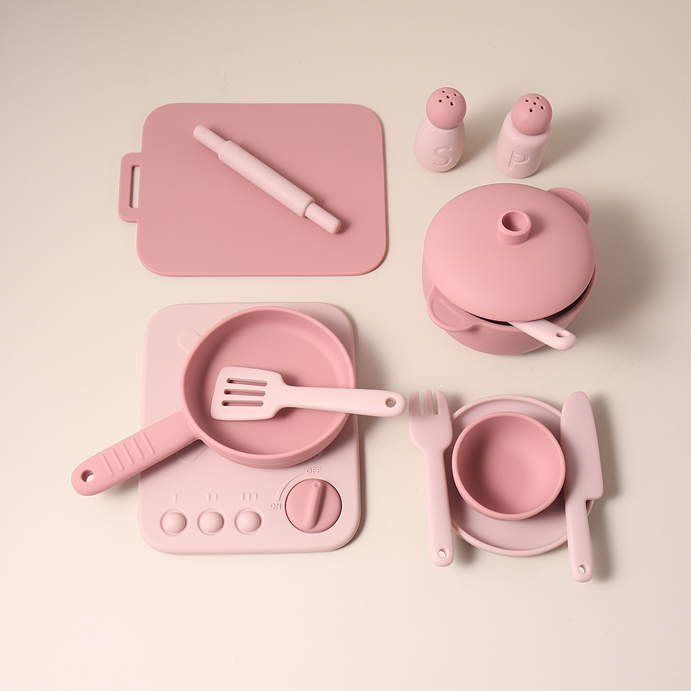 Kids Outdoor Kitchen Set - 13종 실리콘 요리 놀이 세트 장난감,