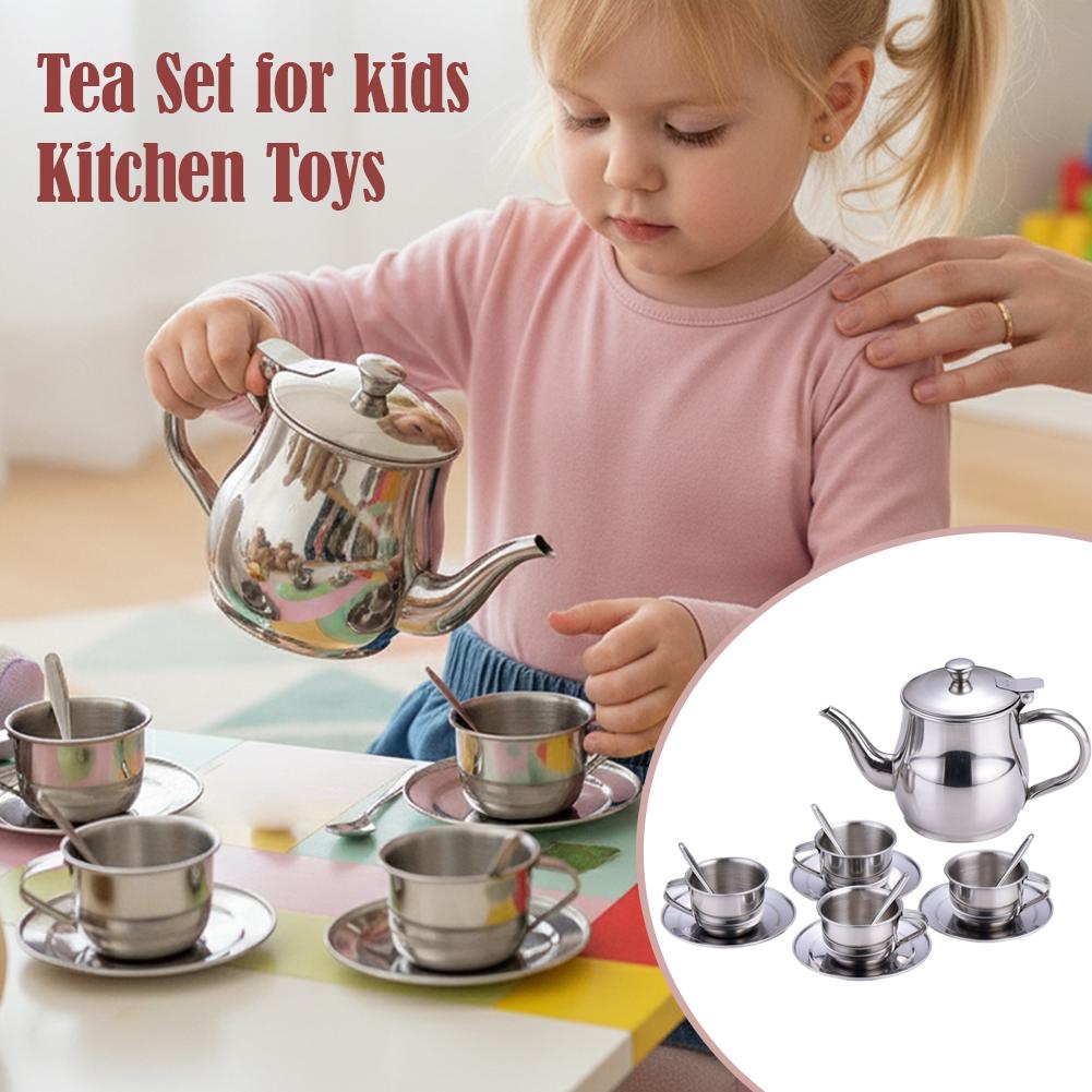 Kids Outdoor Kitchen Set - 어린이 스테인레스 스틸 차 세트 소꿉놀이