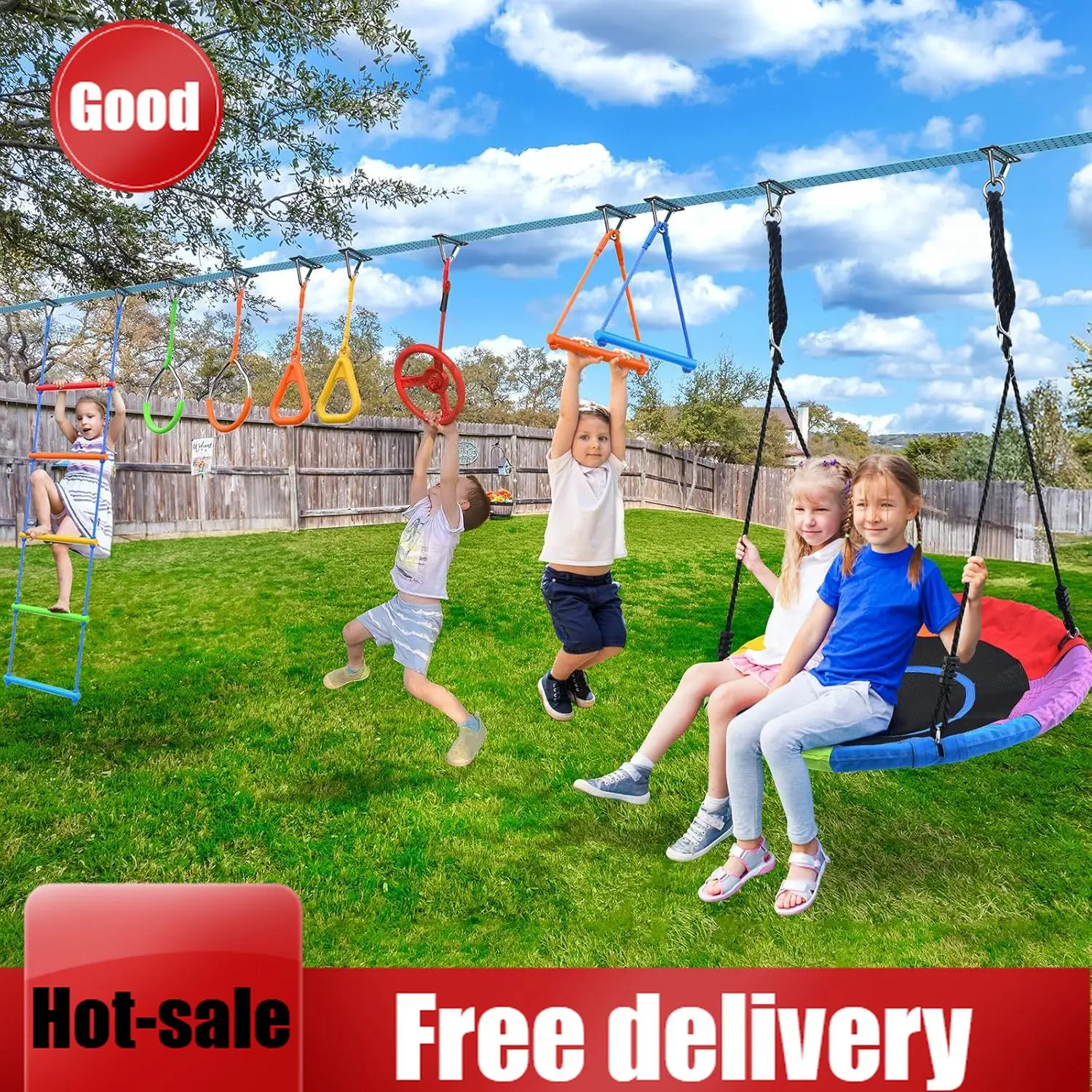 Kids Outdoor Ninja Set - 액티비티 프라이스합판 50피트 닌자 워리어 장애물