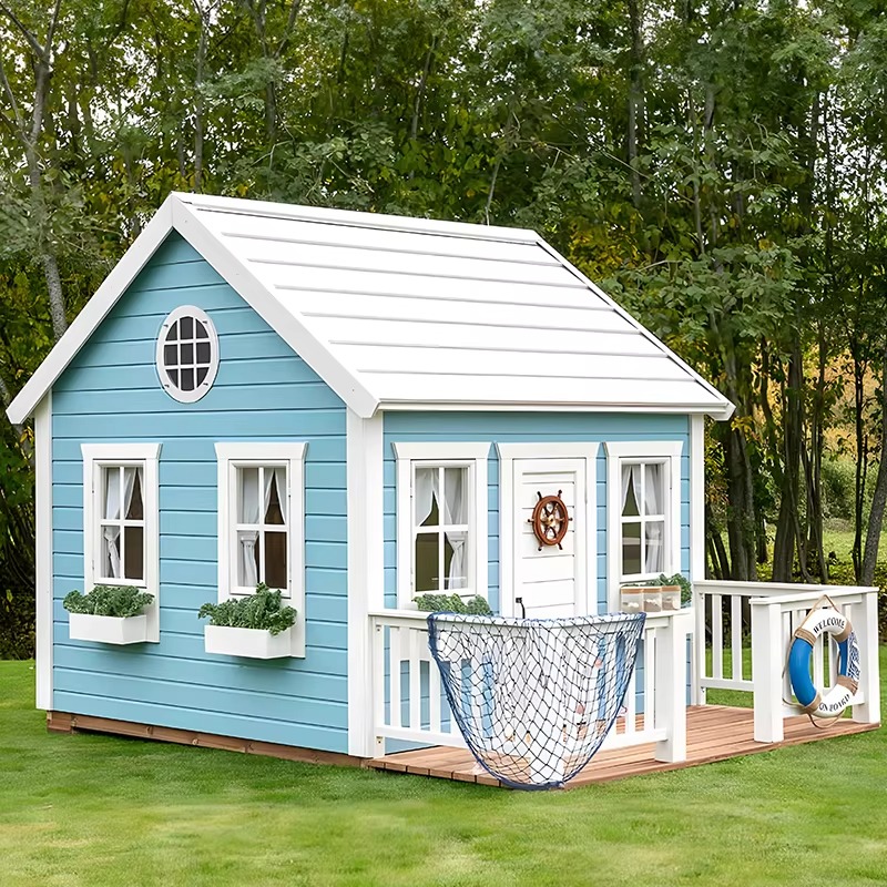 Kids Outdoor Wooden Playhouse - 야외 정원용 나무 어린이 놀이집