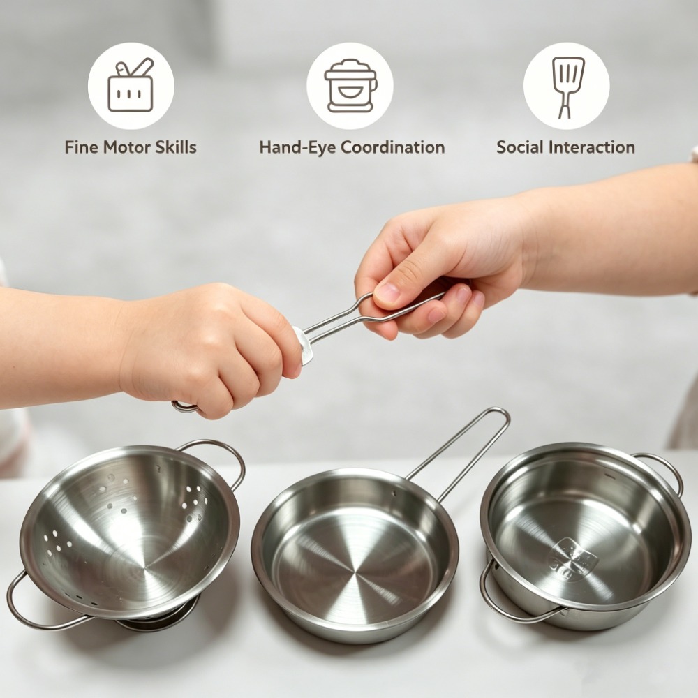 5종 어린이용 스테인리스 스틸 조리기구 장난감, 미니  - Kids Outdoor Kitchen Set 리뷰 및 가격