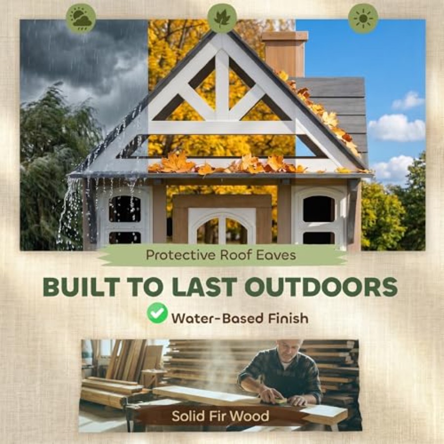 2세 이상 어린이용 야외 목재 놀이집, 회색 마감, 강 - Kids Outdoor Wooden Playhouse 리뷰 및 가격
