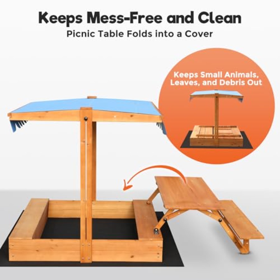 뒷마당 야외용 어린이 나무 모래놀이터, 피크닉 테이블  - Kids Outdoor Wooden Table 리뷰 및 가격