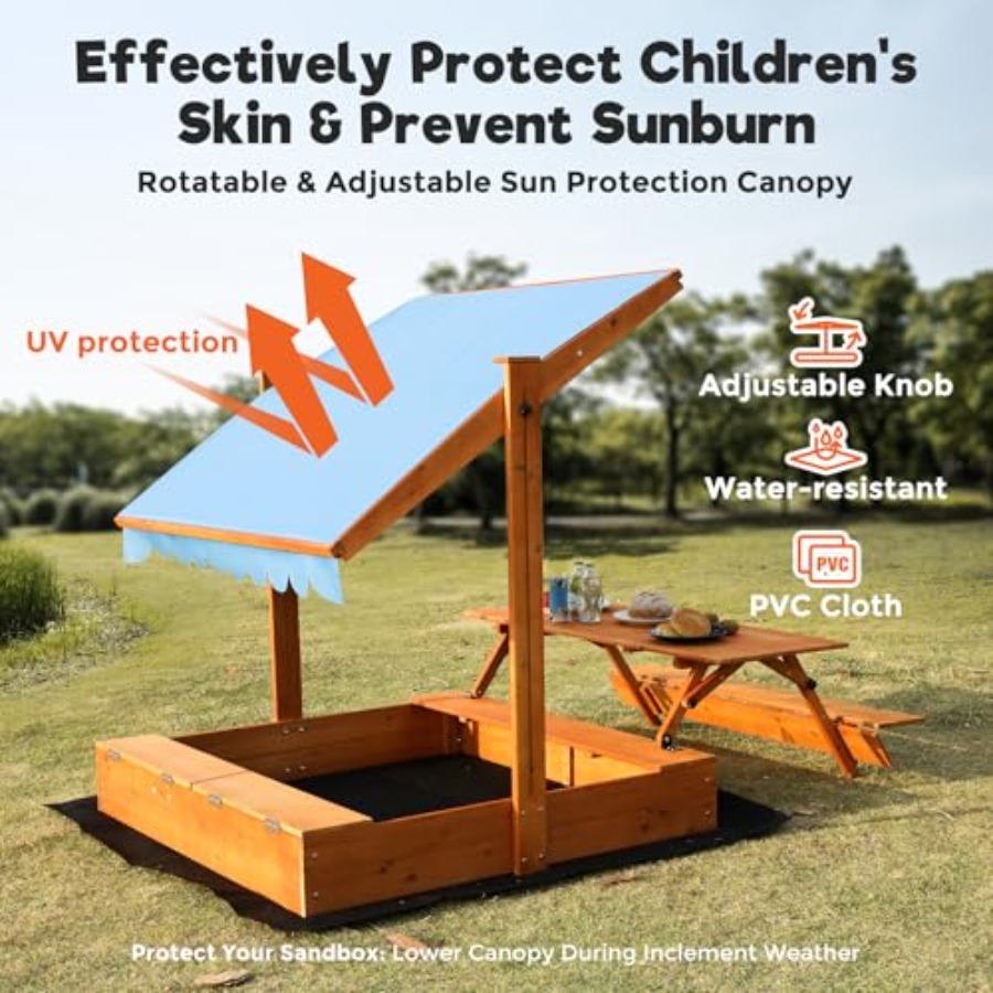 뒷마당 야외용 어린이 나무 모래놀이터, 피크닉 테이블  - Kids Outdoor Wooden Table 리뷰 및 가격