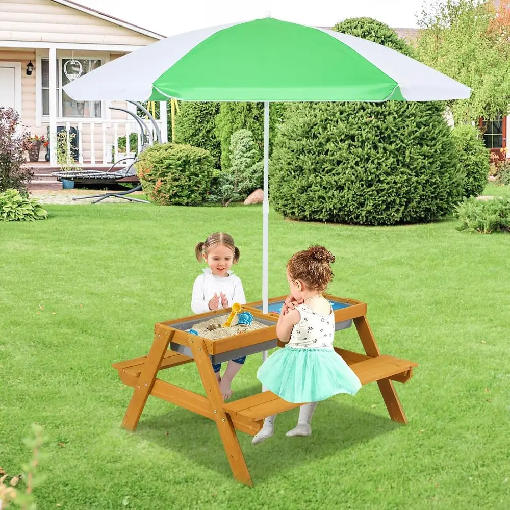 3-in-1 높이 조절 가능한 우산형 어린이 피크닉 테 - Kids Outdoor Wooden Table 리뷰 및 가격