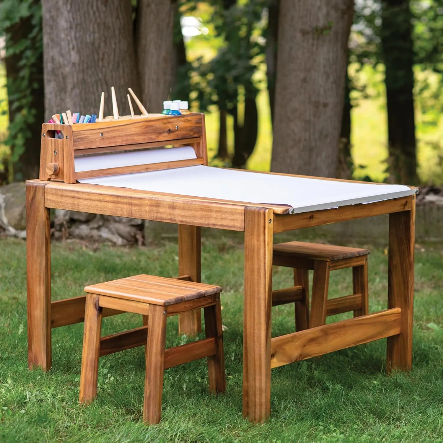 아카디아 야외용 아트 테이블 및 스툴 세트: 어린이용  - Kids Outdoor Wooden Table 리뷰 및 가격