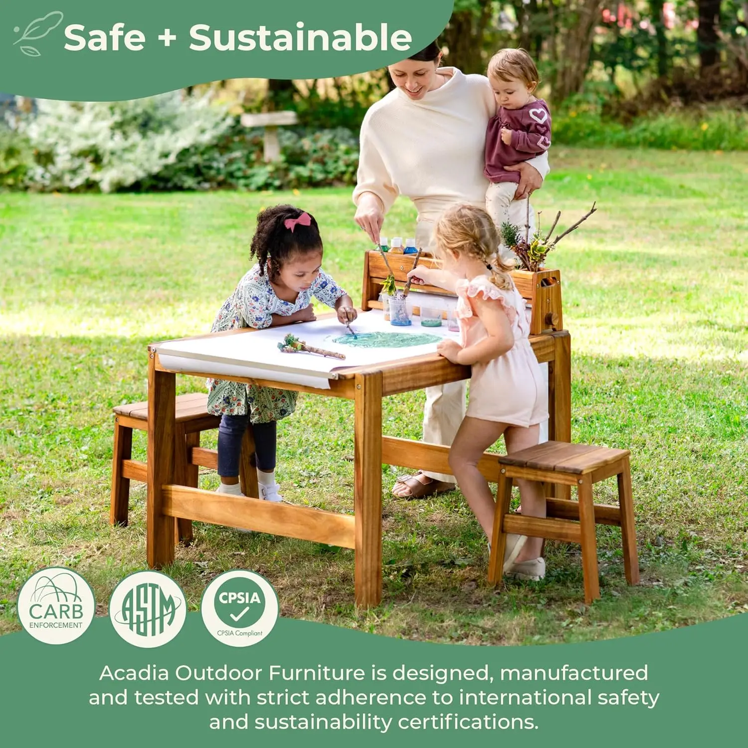 아카디아 야외용 아트 테이블 및 스툴 세트: 어린이용  - Kids Outdoor Wooden Table 리뷰 및 가격