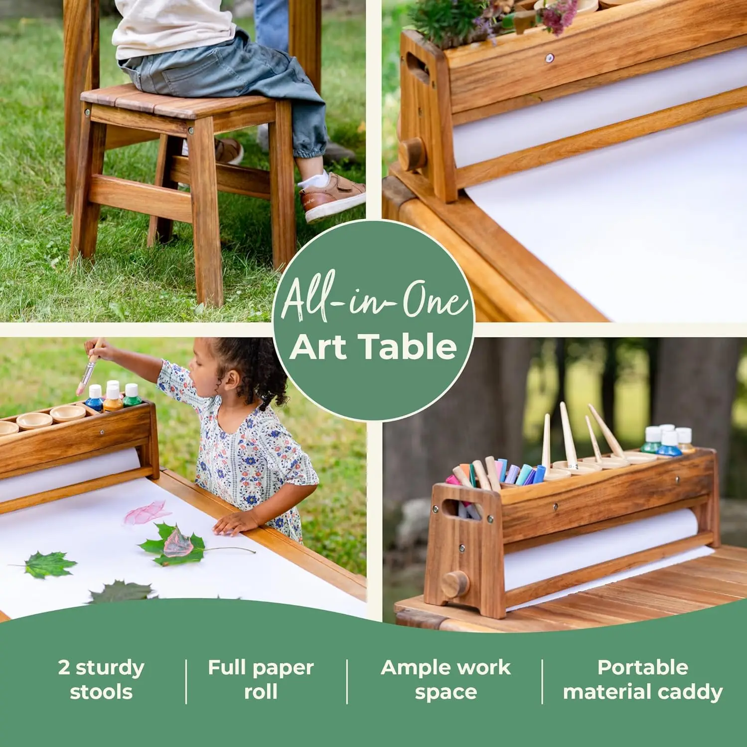 아카디아 야외용 아트 테이블 및 스툴 세트: 어린이용  - Kids Outdoor Wooden Table 리뷰 및 가격
