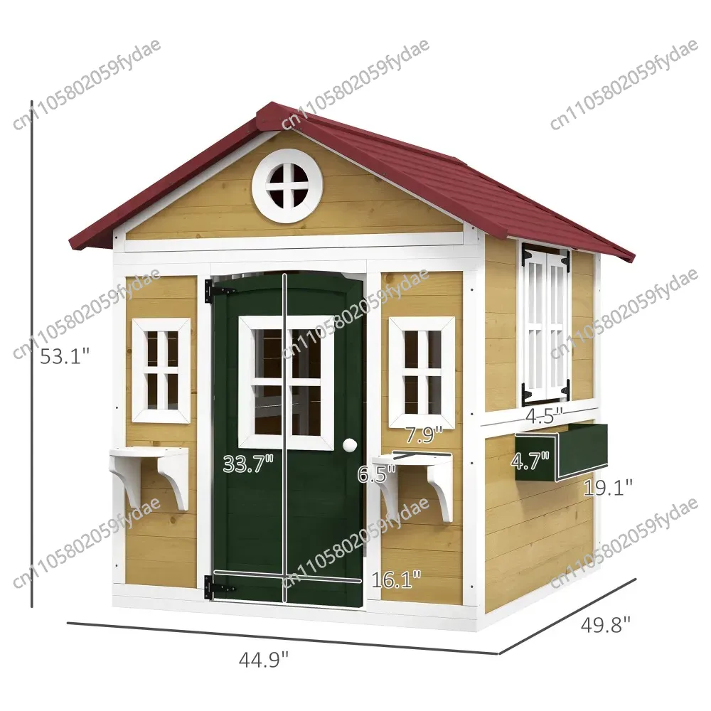 야외 어린이 놀이집, 문, 창문, 화분과 상자가 있는  - Kids Outdoor Wooden Playhouse 리뷰 및 가격