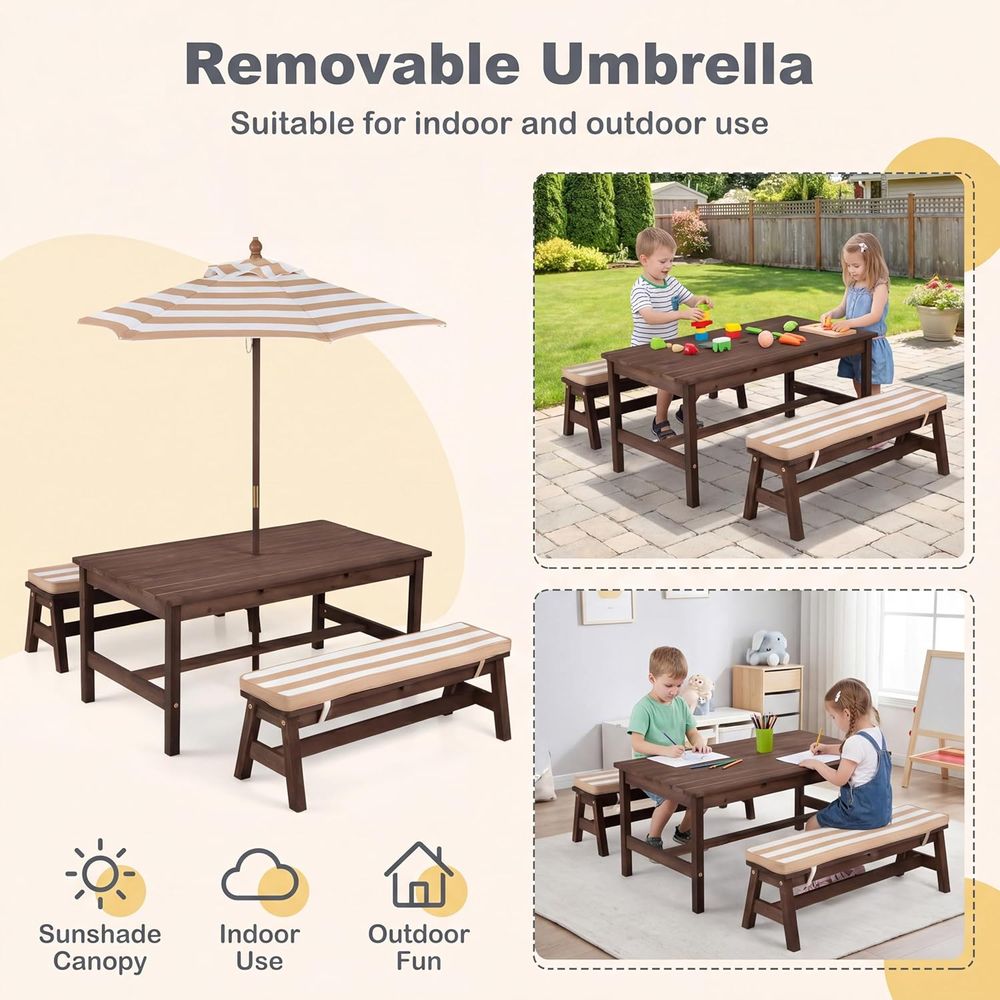 어린이 피크닉 테이블, 대형 42인치 x 23인치 테이 - Kids Outdoor Wooden Table 리뷰 및 가격
