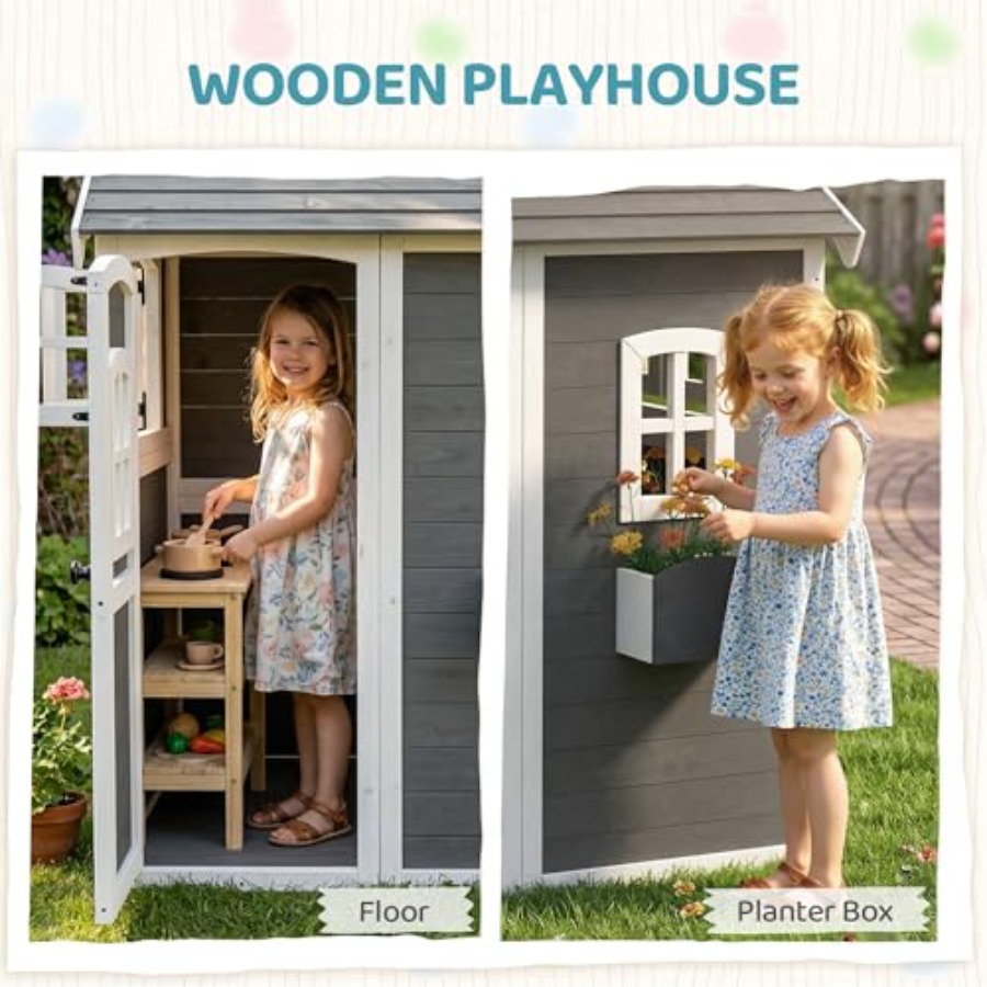 3~8세 어린이용 야외 목재 놀이집 (바닥, 문, 창문 - Kids Outdoor Wooden Playhouse 리뷰 및 가격