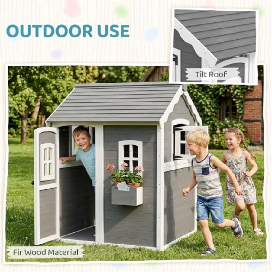 3~8세 어린이용 야외 목재 놀이집 (바닥, 문, 창문 - Kids Outdoor Wooden Playhouse 리뷰 및 가격