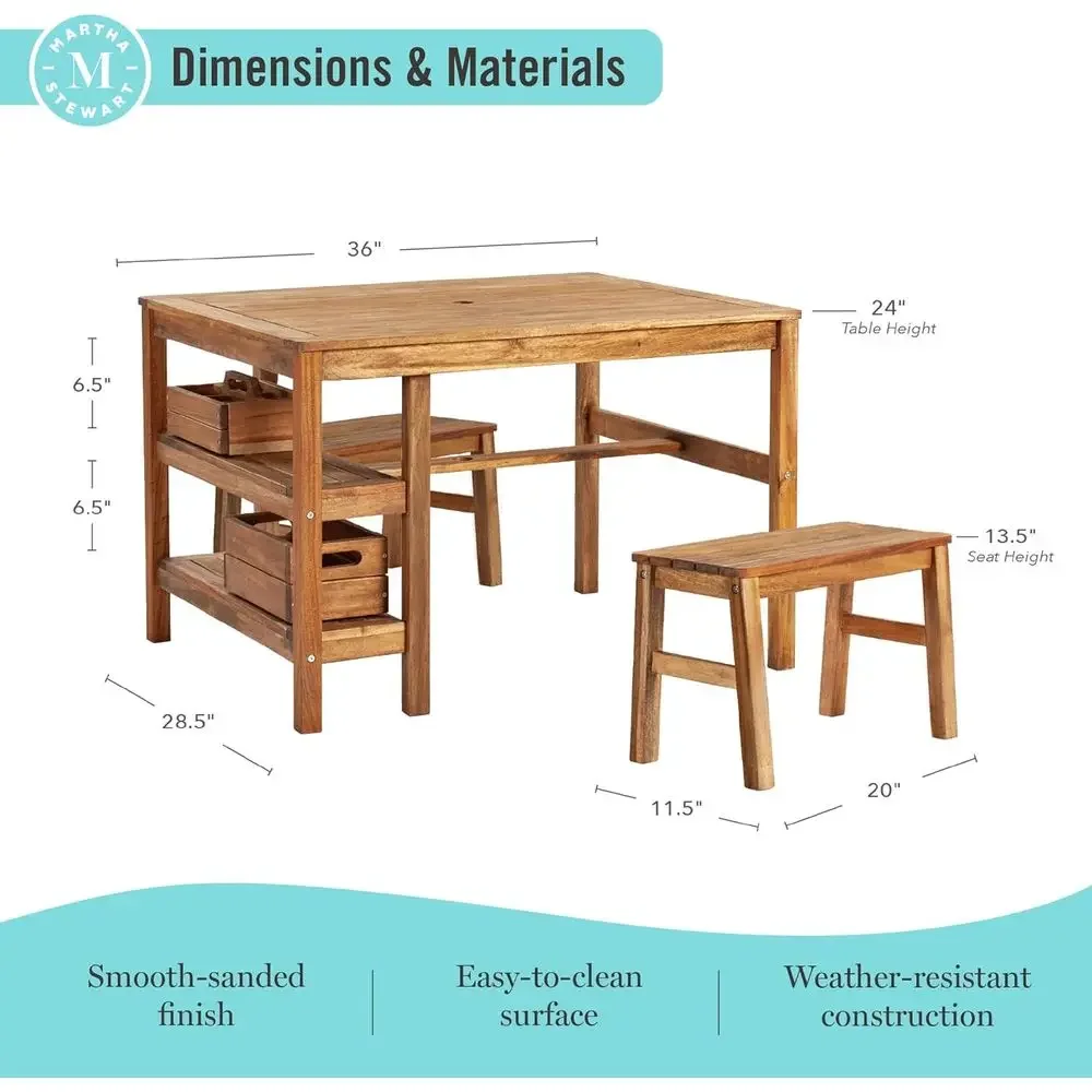 어린이 야외용 상자형 테이블 및 벤치 2개 세트: 아카 - Kids Outdoor Wooden Table 리뷰 및 가격