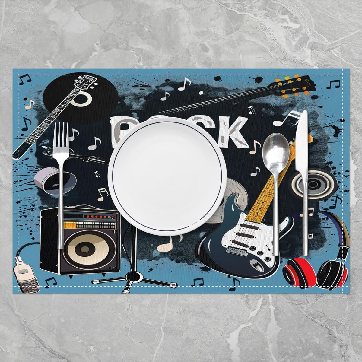 록 음악 플레이스매트 4개 세트 18x12인치 기타 음 - Kids Outdoor Kitchen Set 리뷰 및 가격