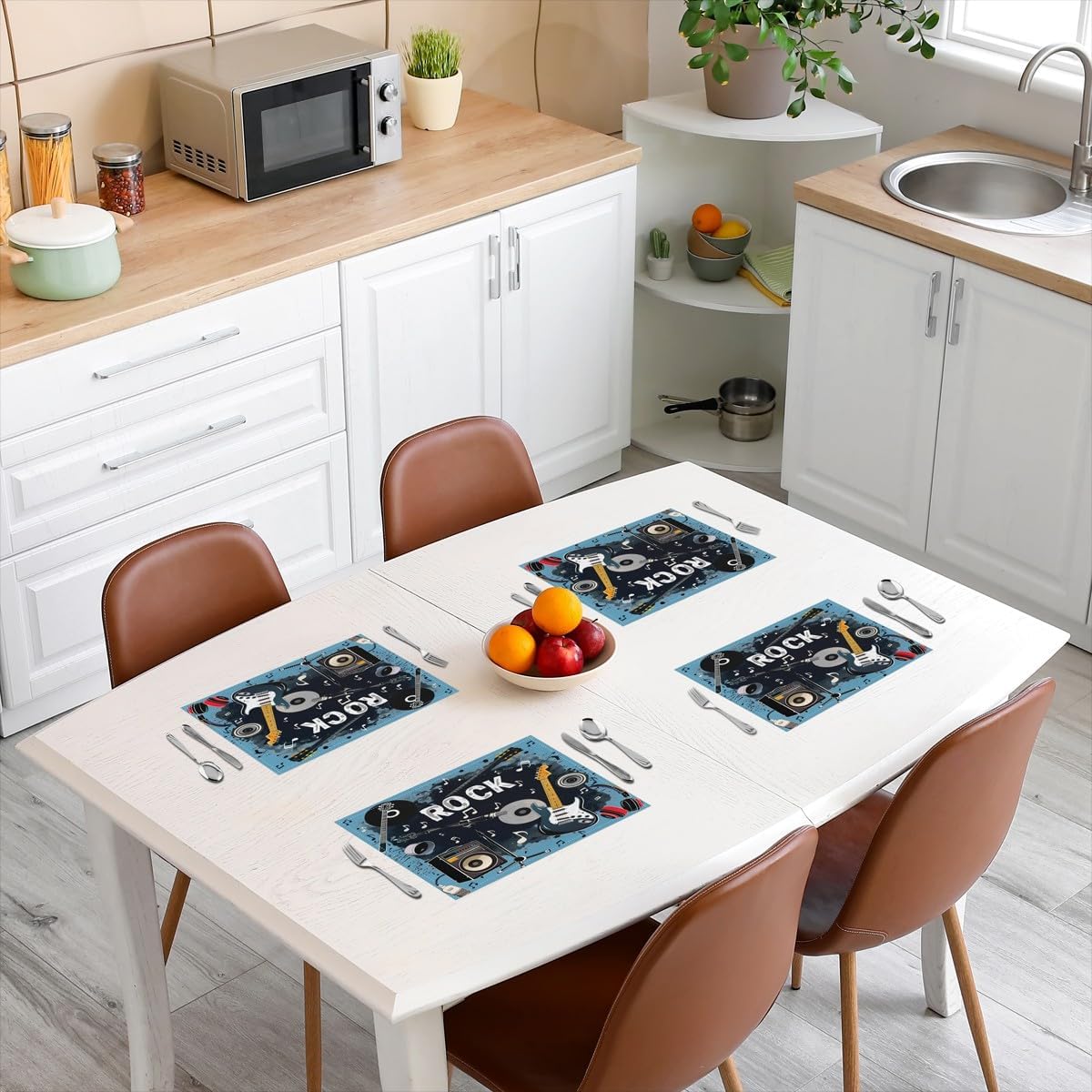 록 음악 플레이스매트 4개 세트 18x12인치 기타 음 - Kids Outdoor Kitchen Set 리뷰 및 가격