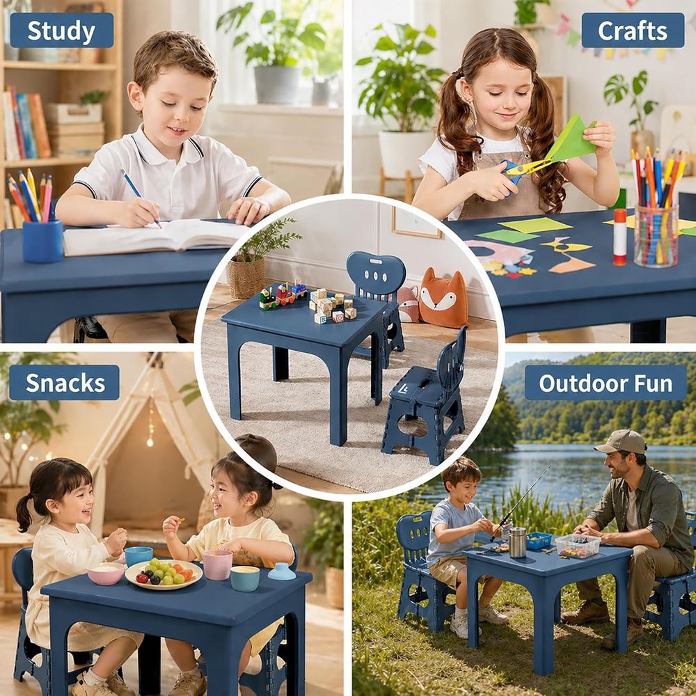 접이식 테이블 및 의자 세트, 높이 조절 가능한 휴대용 - Kids Outdoor Wooden Table 리뷰 및 가격