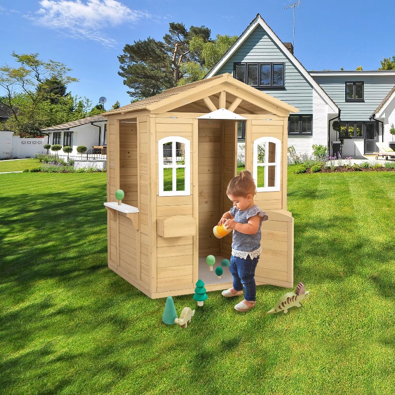 모던 클래식 원목 어린이 야외 놀이집 (작동하는 문,  - Kids Outdoor Wooden Playhouse 리뷰 및 가격