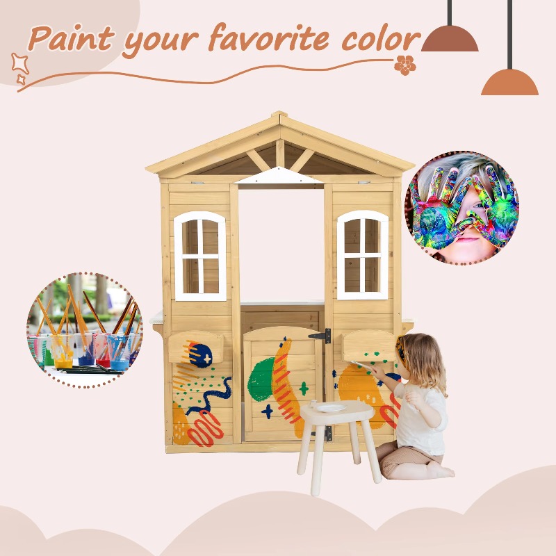 모던 클래식 원목 어린이 야외 놀이집 (작동하는 문,  - Kids Outdoor Wooden Playhouse 리뷰 및 가격