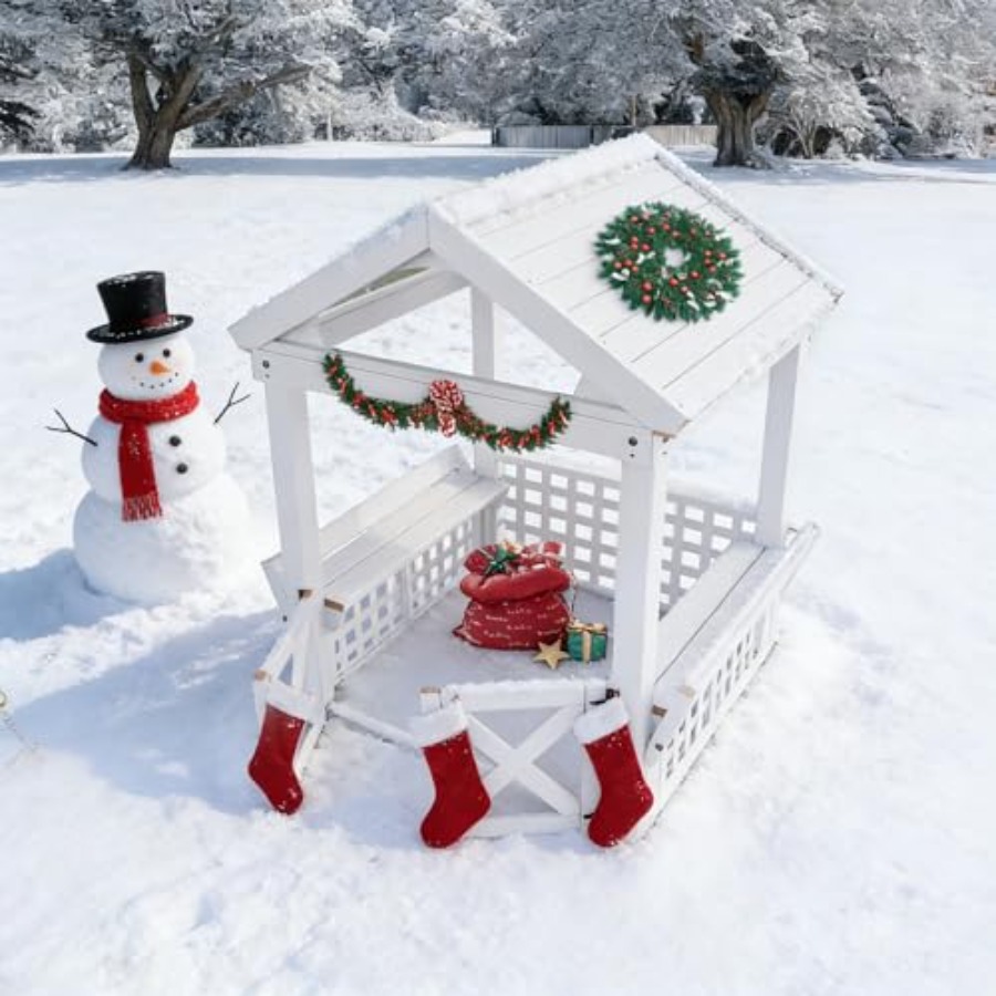 야외용 어린이 목재 놀이집 (2~8세용), 방수 흰색  - Kids Outdoor Wooden Playhouse 리뷰 및 가격