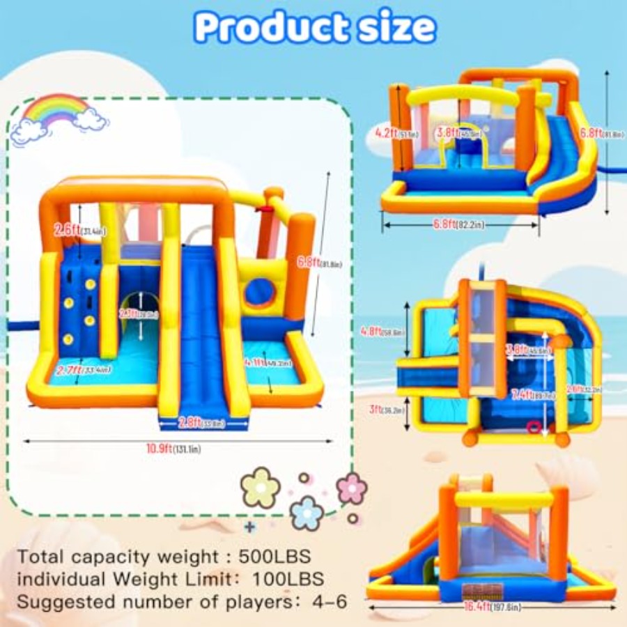 대형 어린이용 야외 바운스 하우스 워터 슬라이드 콤보: - Kids Outdoor Zone 리뷰 및 가격